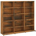 Tag�re de rangement pour cd / dvd biblioth�que - pour bureau salon chambre cuisine ch�ne fum� 102x23x89, ...