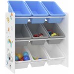 Helloshop26 - tag�re de rangement pour enfant avec 9 bacs ouverts blanc / gris / bleu