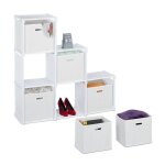 Tagre de rangement, paniers en tissu, 6 compartiments, hlp : 110x108x31 cm, acier et tissu, cubes, blanc ...