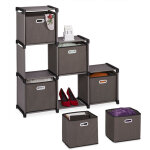 Tagre de rangement, paniers en tissu, 6 compartiments, hlp : 110x108x31 cm, acier et tissu, cubes, gris ...