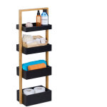 Relaxdays - tagre de salle de bain, 4 tages, hlp : 88 x 30 x 18 cm, rangement wc, cuisine, mdf & bambou, ...