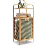 Relax4life - tagre de salle de bain en bambou avec panier  linge inclinable en oxford amovible, tagre ...