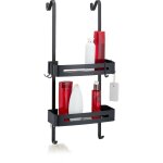 Tagère de salle de bain à suspendre, 2 niveaux, 8 crochets, sans perçage, pour shampoing, etc. , alu, ... Tagère de salle de bain à suspendre, 2 niveaux, 8 crochets, sans perçage, pour shampoing, etc. , alu, ...