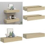 Vidaxl - tag�res � tiroirs murales 2 pcs ch�ne 60x23, 5x10 cm mdf - etagere murale - etageres murales ...