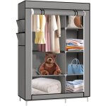 �tag�re tissu penderie double, haloyo�, rangement pour v�tements, avec tringle, 105 x 45 x 170 cm, gris ...