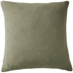 Terre de nuit - taie d'oreiller brodée double gaze de coton kaki 60x60 cm Terre de nuit - taie d'oreiller brodée double gaze de coton kaki 60x60 cm