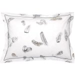 Taie d'oreiller percale pur coton plumes 50x70 cm Taie d'oreiller percale pur coton plumes 50x70 cm