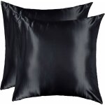 Taie d'oreiller satin 60x60 lot de 2 lisse elgant housse oreiller carr confort soyeux peau frais et ...