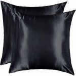 Taie d'oreiller satin 60x60 lot de 2 lisse el�gant housse oreiller carr� confort soyeux peau frais et� ...
