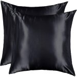 Taie d'oreiller satin 60x60 lot de 2 lisse el�gant housse oreiller carr� confort soyeux peau frais et� ...