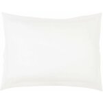 Taie d'oreiller volant plat 50 x 70 cm uni 57 fils lina + point bourdon blanche
