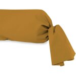 Taie de traversin en coton 57 fils 45x205 cm uni moutarde, par soleil d'ocre