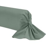 Taie de traversin vert de gris 100% coton 90 cm - vert