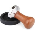 Tampon en acier chrom et manche en bois vritable avec tapis, presse  caf - moulin  caf pour porte ...