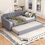 Tanant - lit gigogne 90x200cm - style scandinave avec port usb et canap� lit gigogne, sommier � lattes, ...