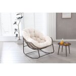 Tanant - rocking chair, fauteuil rembourr�e - chaise ber�ante en rotin d'ext�rieur, cadre en acier, style ...