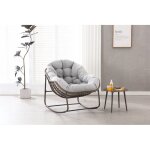 Tanant - rocking chair, fauteuil rembourr�e - chaise ber�ante en rotin d'ext�rieur, cadre en acier, style ...