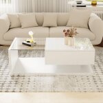 Tanant - table basse brillante, table basse rectangulaire - table basse avec verre et �clairage led, ...
