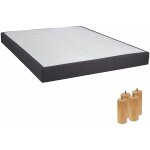 Altobuy - tapikit - sommier tapissier d�montable 2x20 lattes 160x200cm anthracite + pieds bois 15cm