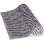 Tapis de bain antid�rapant 50 x 80 cm tapis chenille microfibre pour salle de bain gris