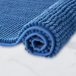 Tapis de bain antid�rapant absorbant et lavable en machine pour salle de bain douche baignoire - bleu ...