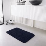 Tapis de bain au bord arrondi  essential  - bleu marine - l 50 x l 80 cm - livraison gratuite Tapis de bain au bord arrondi  essential  - bleu marine - l 50 x l 80 cm - livraison gratuite