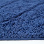 Tapis de salle de bain et tapis contour wc en coton bleu marine - homescapes