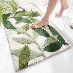 Tapis de bain vert avec dos antidérapant feuilles absorbantes d'eau fortes en peluche microfibre petit ... Tapis de bain vert avec dos antidérapant feuilles absorbantes d'eau fortes en peluche microfibre petit ...