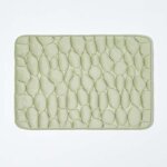 Tapis de bain vert sauge � m�moire de forme et reliefs galet, 40 x 60 cm - homescapes