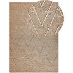 Tapis beige en jute 140 x 200 cm moderne fait main rustique  motif zigzag daday