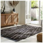 Flair rugs - tapis berb�re avec franges courtes m�ches aisha monochrome 120x170