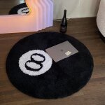 Tapis de billard simul� � 8 boules, tapis � huit boules, tapis de salle de bain rond noir antid�rapant(80 ...