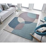 Flair rugs - tapis contemporain courbe pour salon glow bleu 160x230