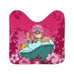 Tapis contour wc imprimé 'chatibulle' 45x45cm rose Tapis contour wc imprimé 'chatibulle' 45x45cm rose