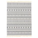 Décoweb - tapis en coton blanc à franges - aztèque - motifs noir - 120 x 160 cm Décoweb - tapis en coton blanc à franges - aztèque - motifs noir - 120 x 160 cm