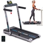 Tapis de course �lectrique thunder race - silver 14km / h vitesse r�glable app �cran lcd rouge et noir ...