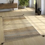 Tapis de cr�ateur tapis tiss� kilim tiss� main 100 % coton moderne � motifs beige 80x150 cm - paco home ...