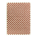 Tapis damier  poils longs - colorama - rouge terracotta - 200 x 290 cm