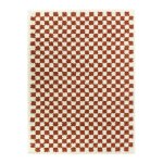 Dcoweb - tapis damier  poils longs - colorama - rouge terracotta - 80 x 150 cm