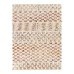 Tapis damier  poils longs - pixel - effet terracotta - 120 x 170 cm