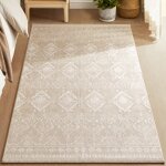 Tapis de salon 120 x 170 cm, tapis de salon antid�rapant, lavable en machine, style boh�me, beige cappuccino ...