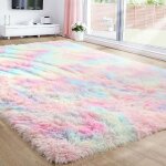 Tapis d�coration de chambre licorne 120 x 160 cm, tapis pastel pour enfants, tapis � poils longs pour ...