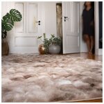 Deladeco - tapis doux � poils longs moderne relief sweety taupe 160x230