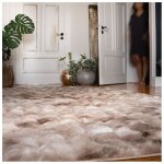 Deladeco - tapis doux � poils longs moderne relief sweety taupe 40x60