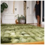 Tapis doux � poils longs moderne relief sweety vert 80x150
