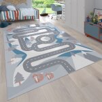 Tapis pour enfants, tapis de jeux pour chambre d'enfant motif rues avec animaux crme 120x160 cm - paco ...