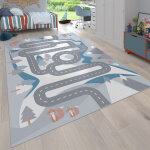 Paco home - tapis pour enfants, tapis de jeux pour chambre d'enfant motif rues avec animaux crme 200 ...