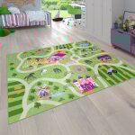 Paco home tapis pour enfants, tapis de jeu pour chambres d'enfants, paysage et chevaux, en vert 100x200 ...