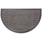 Tapis d'entr�e demi - lune 'feuilles' 45x75cm gris