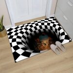 Tapis illusion d'optique 3d, tapis rectangulaire antid�rapant � motif de pi�ge � clown, tapis doux d'horreur ...